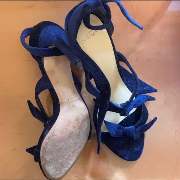 Alexandre Birman Knot Sandals Blue Black Velvet Sparkly - Picture 2 of 4